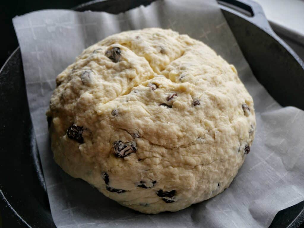 raw irish soda bread dough before baking