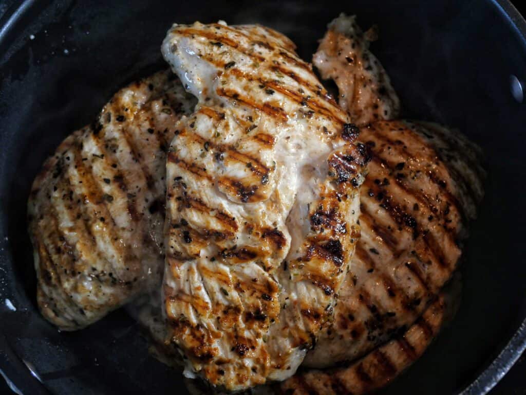 grilled chicken in a pot